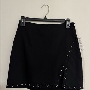 Bar III Black Mini Skirt with Eyelet Accents